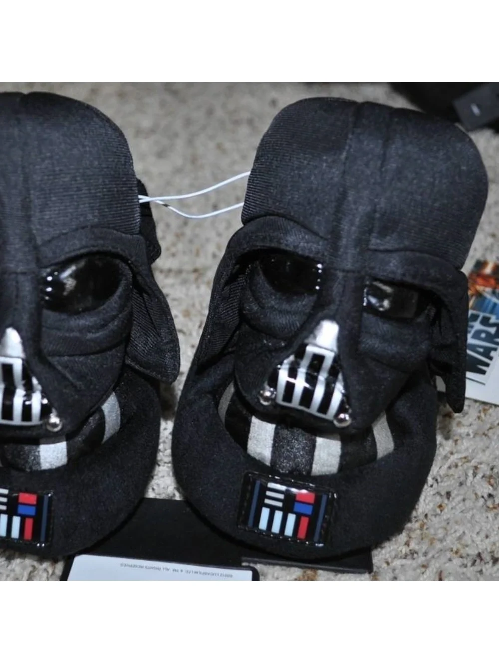 Disney Star Wars Darth Vader Slippers 9/10 Toddler Boys Black Sock Slip On